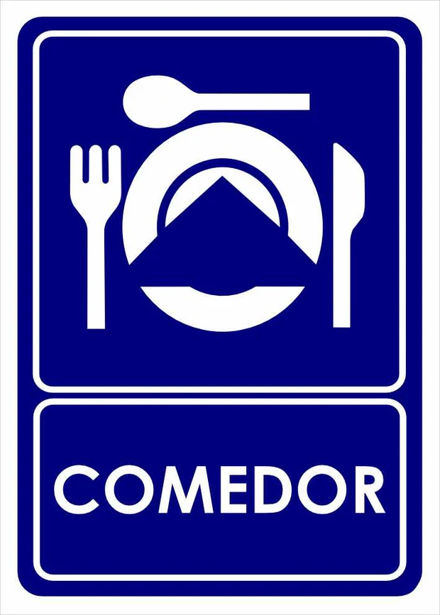 Señal azul de comedor